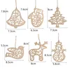 Juldekorationer 3D trä kreativ ihålig snidad träddekoration diy hänge hem hängande prydnad för festår