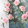 Roses Silk Vine décorative fausse suspension Garland Flower Wreath Wall Home Party Mariage Fleurs décoratives Fleurs artificielles pour DE3244124