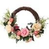 Decorative Flowers Wall Garlands Ornament Artificial Flower Wreath Home Party Decor Dry Rattan 40CM Silk Cloth 1PC Simulation Door