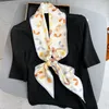 Bufandas 2022 Cinta larga Seda Mujer 15 150 cm Pañuelo Corbatas Bufanda delgada Bolso con asa para mujer Bufandas Estampado de hojas