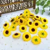 Fleurs décoratives tournesol artificiel Mini têtes de fleurs en soie pour la décoration de la maison bricolage Scrapbooking artisanat livre guirlande faux mariage Decore