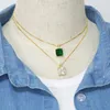 Pendant Necklaces FLOLA Colorful Geometric Crystal Necklace For Women Copper Zircon Gold Plated Box Chain Simple Jewelry Nkeb356