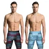 MUITAS PONTAS Fashion Stripe Sporting boxer shorts masculinos impressão de pernas longas BURSH BIG U CONVEX Bolsa respirável masculina