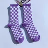 Erkek Çorap Kore Harajuku Trend Kadın Dama Tahtası Geometrik Damalı Kaykay Erkekler Hip Hop Unisex Street Giyim Yeniliği T221011