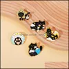 Broches Broches En Métal Émail Broche Broche Étoile Lune Animal Noir Chat Griffe Conception Mignon Badge Vêtements Accessoires Broches De Mode Dhgav