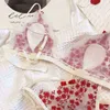 BRAS SETS SEXY EBRODERY Triangle Cup Lingerie Panty Set Thin Section Top Support No Steel Ring Underwear Set Girl Bra T220907