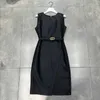 カジュアルドレスデザイナー女性ドレスファッションfレターブリーフクラシックパターンシルムサマーレディース服の袖なし3色qe8r