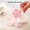 Table Mats Sakura 4.5in Heat Insulation Durable Nonslip PVC Elegant Style Drink Coasters For Cups Glasses Mat