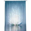 Gordijnbloem Abstract blauwe lotus tule pure raamgordijnen voor woonkamer de slaapkamer voile organza decoratieve gordijnen