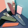 Уставные приборы наборы 3pcs из нержавеющей стали Spoon Set с портативным держателем для хранения держателя для хранения офис студенческий туристический столовой столовой посуда кухонная посуда