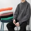 Sweaters voor heren Mock Necklovers Men Solid Color Pullover gebreide mode casual trui winter en herfst warme kleding z88