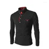 Men's Polos ZOGAA Fashion Men Solid Color Polka Dot Print Buttons Up Cotton Pullover Slim Shirt S 2022