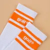 Men's Socks Golf Crew White Funky Street Fshion Wear Cotton College Socks Retro Old School Hiphop Skate Harajuku White Three Stripes Cool T221011