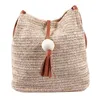 Sacs de soirée Bali Vintage Sac à bandoulière en cuir à la main ronde paille plage filles cercle rotin petite épaule bohème