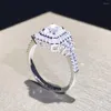 ウェディングリング女性のための長方形の白い高品質のブライダル結婚式指輪トレンディジュエリー