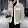 Herrjackor L￤tt lyxig v￤vd panel Men 2022 Casual Slim Jacka Lapel Business Social Coat Streetwear Party Bankett Male Clothing