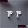 Stud Stylish 26 Letters Diamond Zirconia Studs Earrings For Women Girls Fashion Luxury Designer Stud Earring Jewelry S925 Sier Anti Dhhni