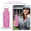 Water Bottles Bling Diamond Thermos Bottles Portable Glitter Water Bottle Crossbody Stainless Steel Thermal Flask 350ml500ml750ml 268P