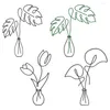 Party Decoratie Minimalisme Bloemwandstandbeeld Holle metalen bloemplant Sculptuur Decor Ornament Art Figurines Bar Decal