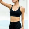 Traje de yoga BLESSKISS Cozy Sujetador deportivo transpirable Push Up Doble correas de hombro Ropa activa Gym Crop Top Running Elástico