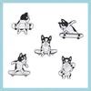 Broches Broches Broche en émail dur personnalisé bijoux en alliage pour femmes dessin animé mignon planche à roulettes bois de chauffage chien drôle Animal épinglette et Dhngs