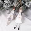 Décorations de Noël Pendentifs d'ange de Noël Artisanat en bois pour la maison Année 2022 Cadeaux pour enfants