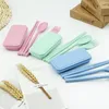 Set di stoviglie Posate da viaggio Scatola portatile Stile giapponese Paglia di grano Coltello Forchetta Cucchiai Studente Stoviglie da picnic all'aperto