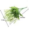 Decorative Flowers 5Pcs Artificial Wedding Party Office Home Garden Decoration Flower Realistic Lily Of The Valley Plastic White 7-pitch