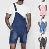 Men's Pants Male Hip Hop Loose Denim Overall Shorts Bottoms Jumpsuit Sleeveless For Beach