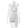 Robes décontractées # 3733 Noir Rose Blanc Halter Cou Robe Pour Femmes Évider Taille Haute Moulante Femme Dos Nu Crayon Serré