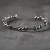 Armreif Herren Offene Manschette Twist Thorns Wire Pulsera Metall Geometrisches Armband Stachelschmuck