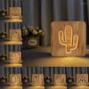 Nocne światła AceCorner LED USB Drewniany Lotus Lampa roślinna kokosowa nowość Kid Sypialnia 3D Dekoracja
