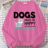 Women's Hoodies Dogs Make Me Happy Love Dog Letter Print Kawaii Sweatshirts Cartoon Hoody Harjuku Streetwear Graphic Tops 2022