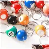 Chave de chave anéis de chaves 16pcs/set/lote mini bilhar em forma de chaveiro de colorf piscina colorf small ball keychains criativos pendurados decoratio dhhaj