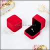 Biżuteria pudełka Bk 11 Color Veet Biżuter Pudełka na pierścienie Pierścienie Weddne zaręczyny Para Opakowanie Square Show Box 55x50x4m 174 O2 Dhrek