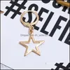 Hoop Huggie 4 Stile Gold Farbe Metall Stern Mond Schmetterling Anhänger Creolen Mode Frauen Mädchen Geometrie Minimalist Schmuck Gi Dhfhz