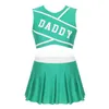 Tracksuits voor dames 2 stks dames volwassen charmante cheerleader sexy cheerleader cosplay Come Round nek mouwloze crop top met mini geplooide rok T220909