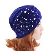 Nowe kobiece aksamitne indyjskie kapelusz retro fashion hat perel koraliki zimowe ciepłe turban cross india czapka dla kobiet hiżab turbante