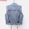 Kvinnors v￤star 2022 H￶st- och vinterlammull plus sammet f￶rtjockad denim Vest Women's Loose Korean Sleeveless Turn-Down Collar Cotton