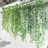Dekorativa blommor 240 cm blad vinrankor konstgjorda hängande växter liana silke falska murgröna blad för vägg grön girland dekoration hem dekor fest