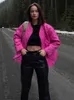女性のダウンパーカーカジュアルオネックシングル胸キルテッドジャケット女性2022ビンテージ紫色のパープルコートレディースパーカートップスストリートウェアT221011