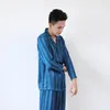 Herren-Nachtwäsche, gestreifter Seidenpyjama für Herren, zweiteilig, Satin-Pyjama-Set, Loungewear für Herren