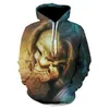 Felpe con cappuccio da uomo Street Horror Skull Hair stampate in 3D e felpe da donna Coppia teschi hip-hop 2022