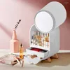 Cosmetic Bags HD Mirror Makeup Storage Organizer USB Charging Make Up Box Waterproof And Dustproof LED Light Drawer Type Case