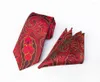 Bow Ties Gusleson 8cm Classic Tie Hanky ​​Set för Herr Pocket Square Plaid Paisley Floral Jacquard Slipsarduk