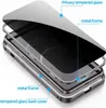 Cep Telefonu Kılıfları Çift Taraflı Cam Korumalı Metal Tampon Anti Casus Gizlilik Ekranı Telefon Kılıfı için IPhone 13 12 11 Pro Max Mini 6 7 8 Plus X XS XR W221012