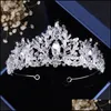 Conjuntos de jóias de casamento 3 PCs Conjunto de jóias de casamentos de noiva Crown Brincos Tiara Brincos Ornamentos de colar de gargantilhas Terno de casado com a cabeça dhbx8