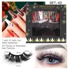 Thick Multilayer False Eyelashes and Fake Nail Set for Christmas New Year Hand Made Reusable Curly Crisscross Mink Fake Lashes Extensions Easy to Wear