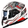 Capacetes de motocicleta capacete elétrico unissex face face casque personalidade lente dupla capa locomotiva executando capacete anti nevoeiro