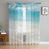 Curtain Beach Sky Sea Tulle Curtains For Living Room Bedroom Decoration Chiffon Sheer Voile Kitchen Window